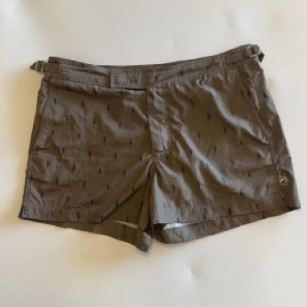 Neil Barrett Olive Green Lightning Bolt Swim Trunks Shorts Men's Size L